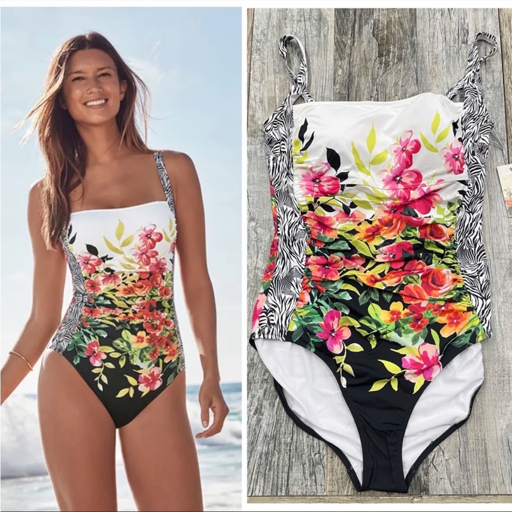 SOLD!!!!!!!!!!~~~~Johnny Was Fay Floral
Rushed One Piece Swimsuit